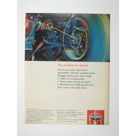 American Oil Company Automotive Grease Print Advertisement 1960s Original - Picture 1 of 2